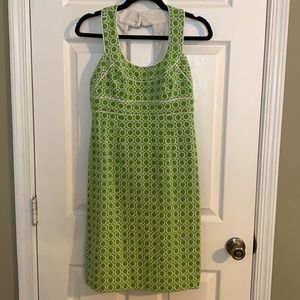 Shoshanna lime green and white embroidered dress